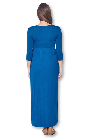 3/4 Sleeve Wrapped Ruched Maternity Dress