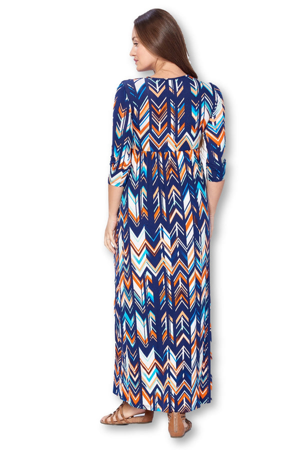 3/4 Sleeve Wrapped Ruched Maternity Dress