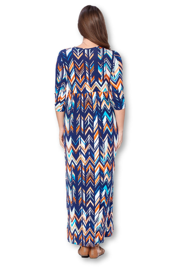 3/4 Sleeve Wrapped Ruched Maternity Dress