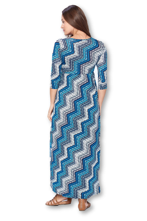 3/4 Sleeve Wrapped Ruched Maternity Dress