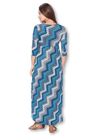 3/4 Sleeve Wrapped Ruched Maternity Dress