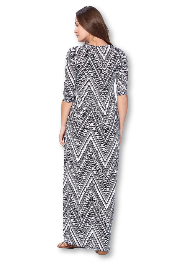 3/4 Sleeve Wrapped Ruched Maternity Dress