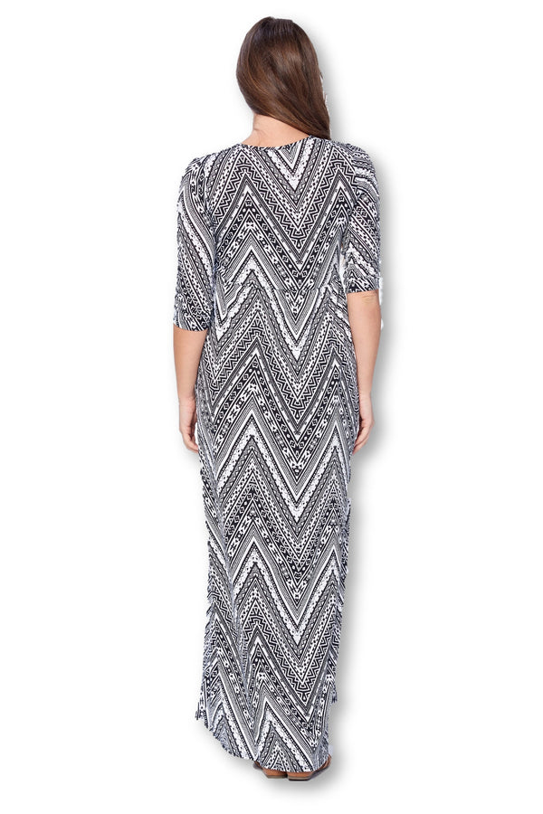 3/4 Sleeve Wrapped Ruched Maternity Dress