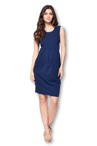 Front Pleated Knee Length Maternity Dress for Work Career Office