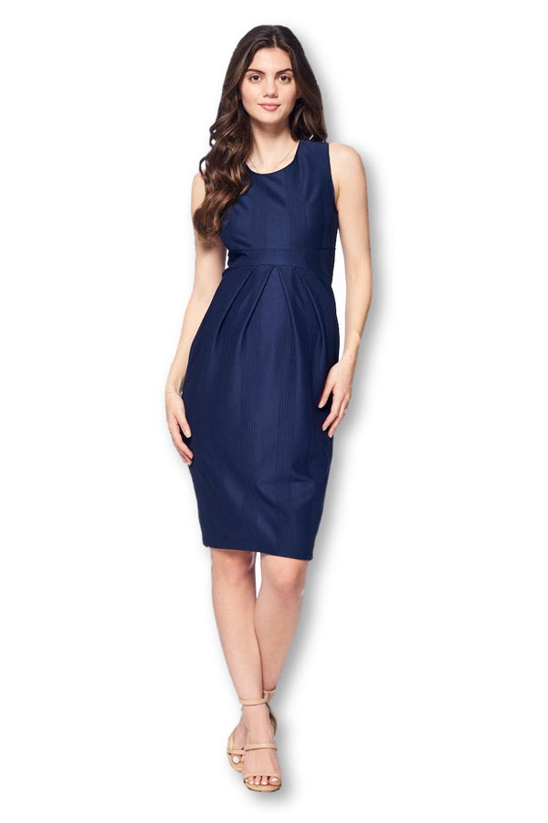 Front Pleated Knee Length Maternity Dress for Work Career Office