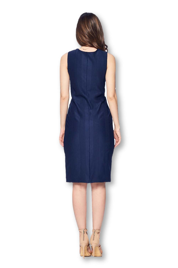 Front Pleated Knee Length Maternity Dress for Work Career Office