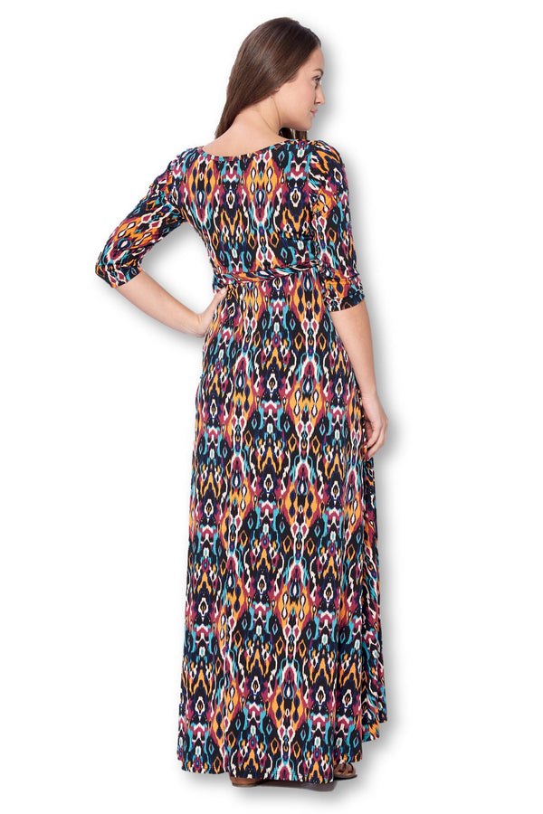3/4 Sleeve Wrapped Ruched Maternity Dress
