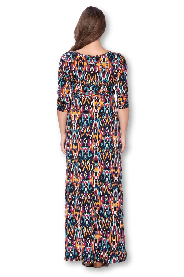 3/4 Sleeve Wrapped Ruched Maternity Dress