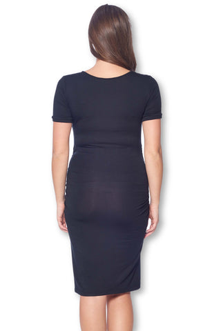 Maternity Bodycon Casual Short Sleeve Dress with Ruched Sides