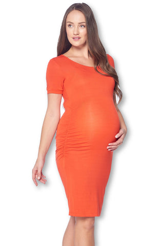 Maternity Bodycon Casual Short Sleeve Dress with Ruched Sides