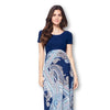 Short Sleeve Loose Plain Long Maternity Dress with Pockets