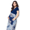 Short Sleeve Loose Plain Long Maternity Dress with Pockets