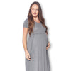 Short Sleeve Loose Plain Long Maternity Dress with Pockets