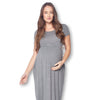 Short Sleeve Loose Plain Long Maternity Dress with Pockets