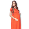 Short Sleeve Loose Plain Long Maternity Dress with Pockets
