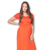 Short Sleeve Loose Plain Long Maternity Dress with Pockets