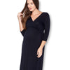 3/4 Sleeve Wrapped Ruched Maternity Dress