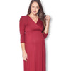 3/4 Sleeve Wrapped Ruched Maternity Dress