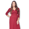 3/4 Sleeve Wrapped Ruched Maternity Dress