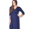 3/4 Sleeve Wrapped Ruched Maternity Dress