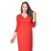 3/4 Sleeve Wrapped Ruched Maternity Dress