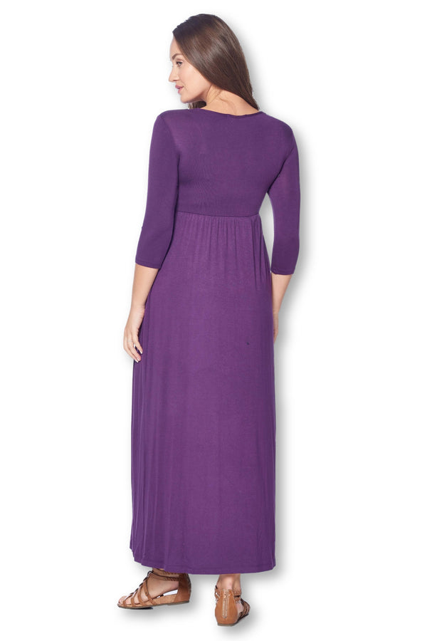 3/4 Sleeve Wrapped Ruched Maternity Dress