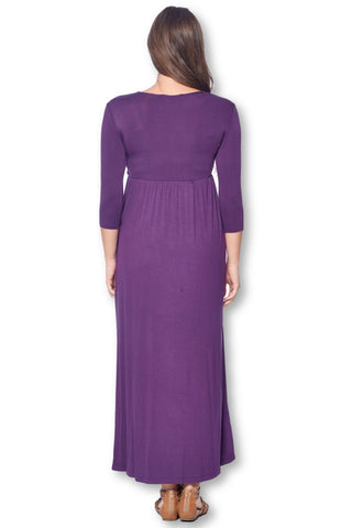 3/4 Sleeve Wrapped Ruched Maternity Dress
