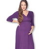 3/4 Sleeve Wrapped Ruched Maternity Dress