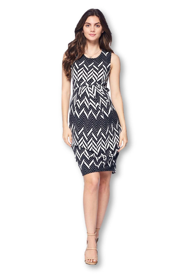 Front Pleated Knee Length Maternity Dress for Work Career Office