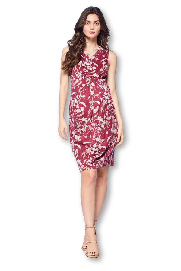 Front Pleated Knee Length Maternity Dress for Work Career Office