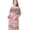 Open Shoulder Maxi Maternity Dress with Ruffles