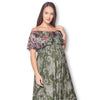 Open Shoulder Maxi Maternity Dress with Ruffles