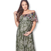 Open Shoulder Maxi Maternity Dress with Ruffles