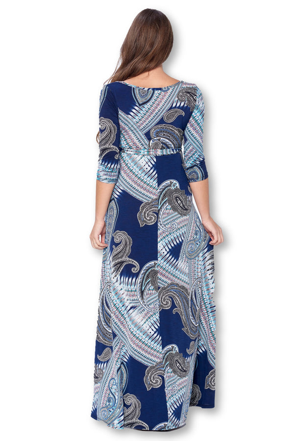 3/4 Sleeve Wrapped Ruched Maternity Dress